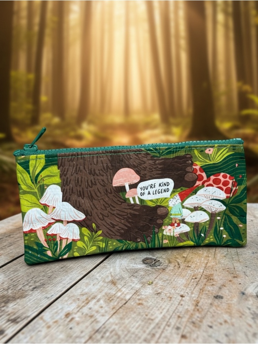 Blue Q You're Kind Of A Legend Mushroom and Gnome Pencil or Makeup Case